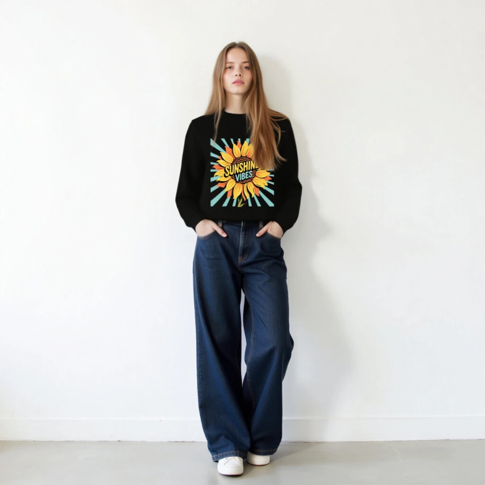 Unisex Organic Sunflower Sweatshirt | Sunshine Vibes Design - Image 3