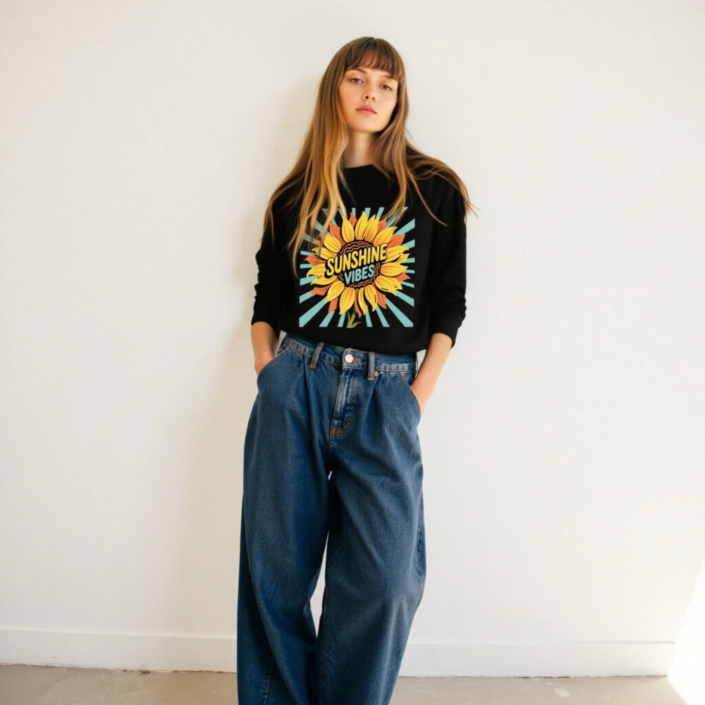 Unisex Organic Sunflower Sweatshirt | Sunshine Vibes Design - Image 4