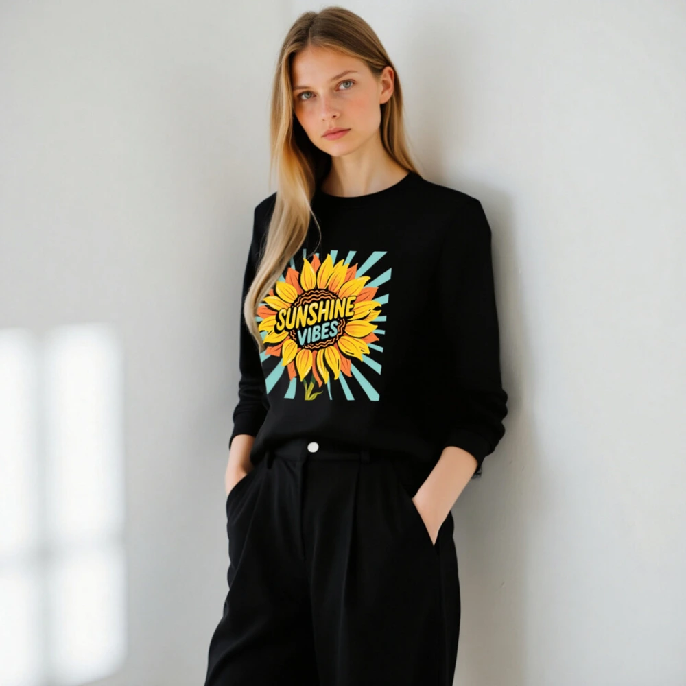 Unisex Organic Sunflower Sweatshirt | Sunshine Vibes Design - Image 5