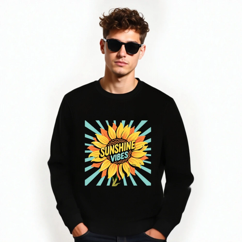 Unisex Organic Sunflower Sweatshirt | Sunshine Vibes Design - Image 6
