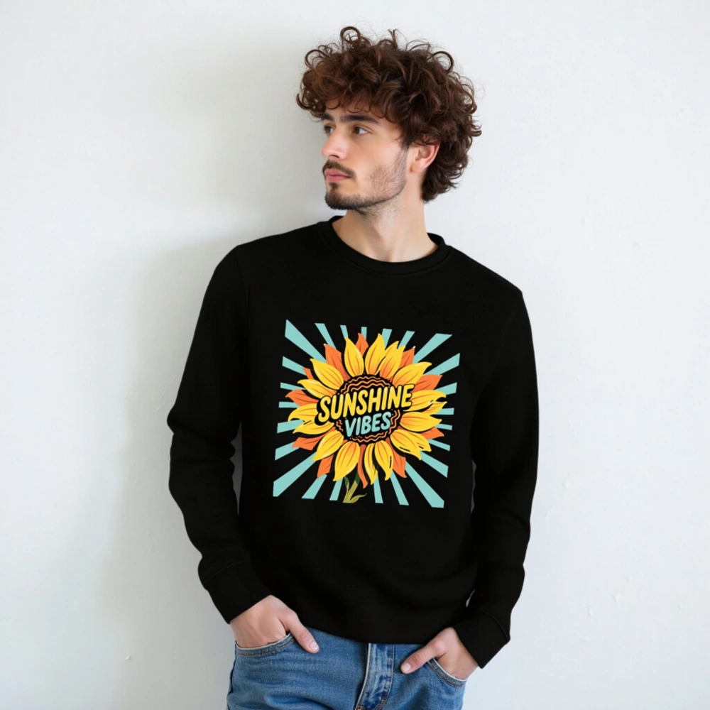 Unisex Organic Sunflower Sweatshirt | Sunshine Vibes Design - Image 7