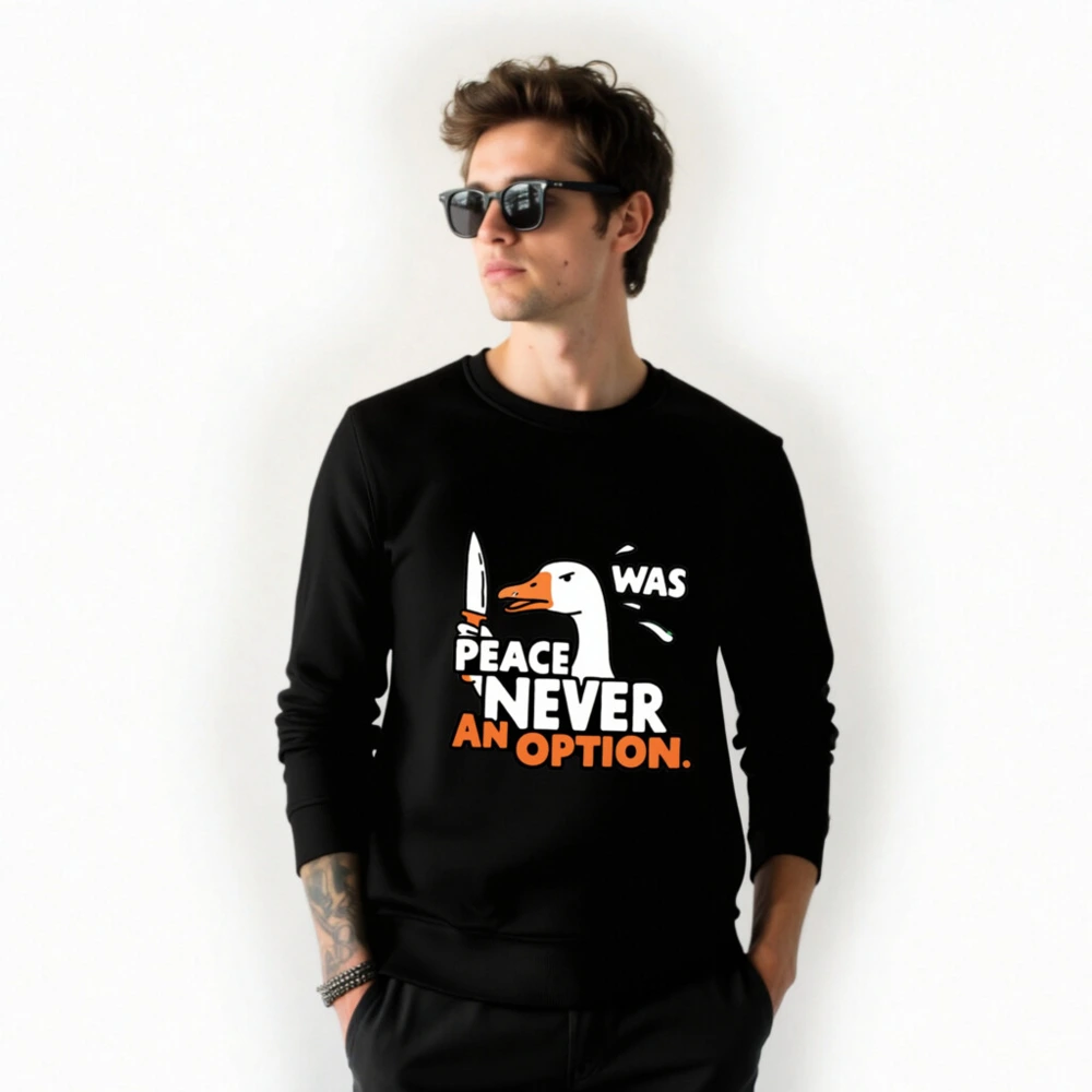 Unisex Organic Sweatshirt | Peace Was Never an Option Duck Design - Image 2
