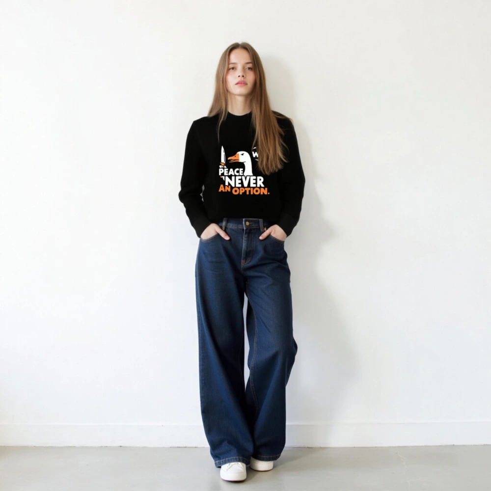 Unisex Organic Sweatshirt | Peace Was Never an Option Duck Design - Image 3