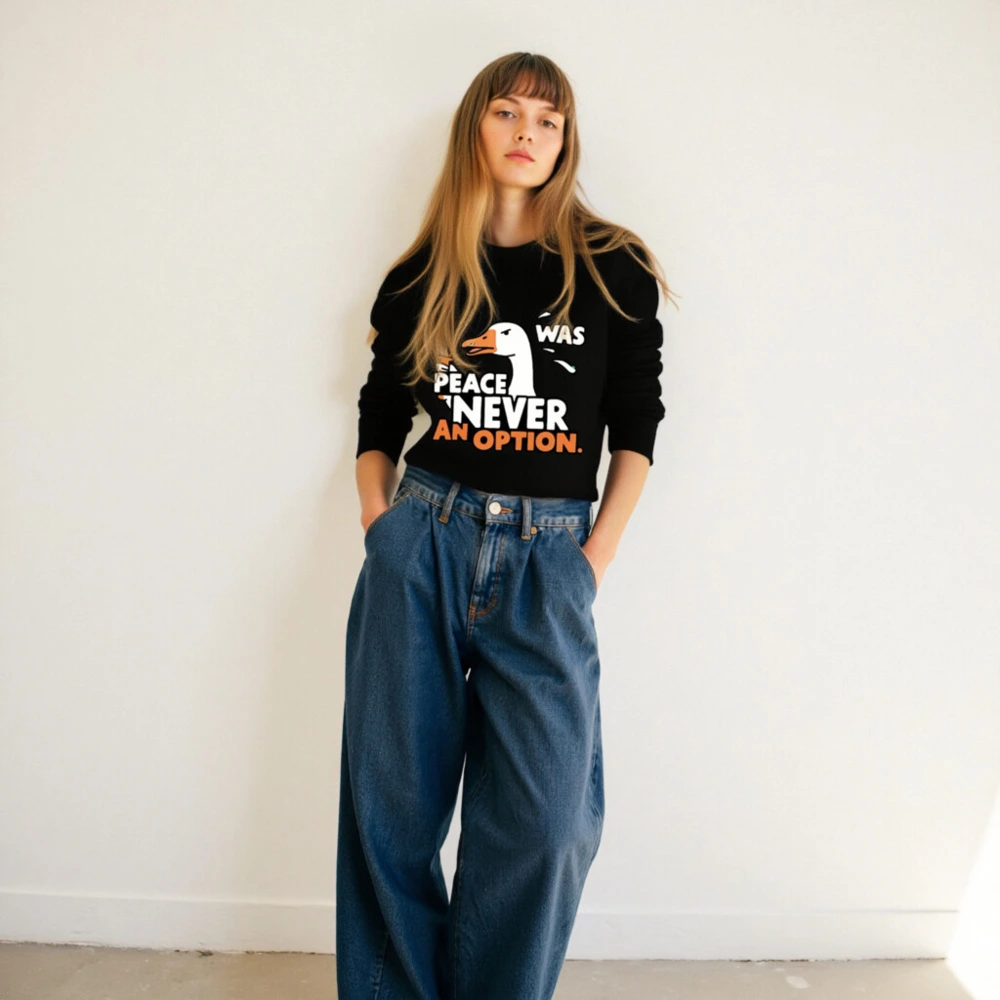 Unisex Organic Sweatshirt | Peace Was Never an Option Duck Design - Image 4