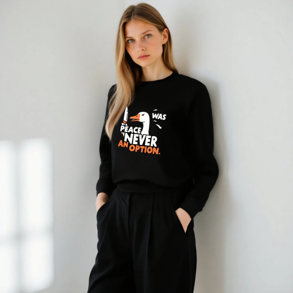 Unisex Organic Sweatshirt | Peace Was Never an Option Duck Design - Image 5