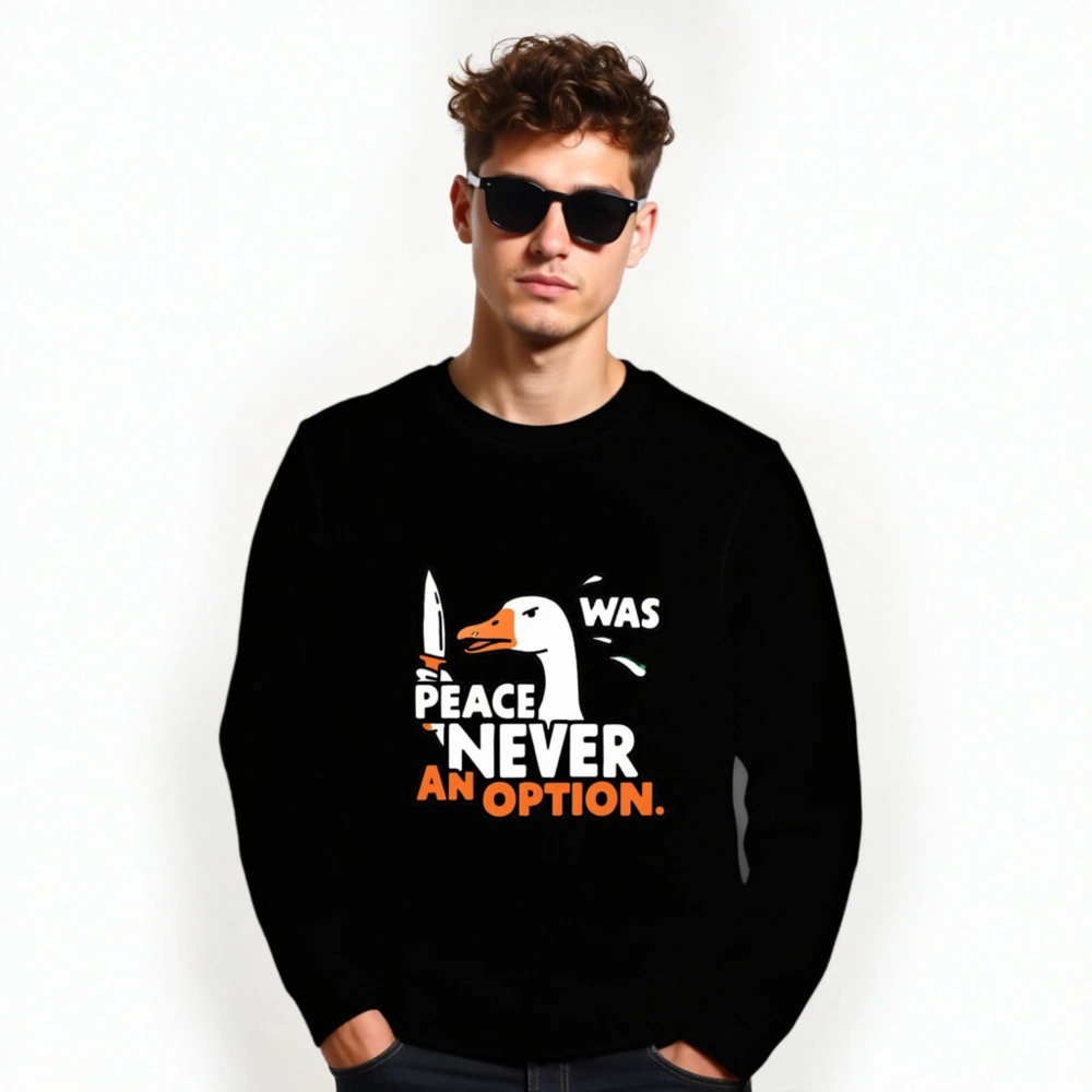 Unisex Organic Sweatshirt | Peace Was Never an Option Duck Design - Image 6