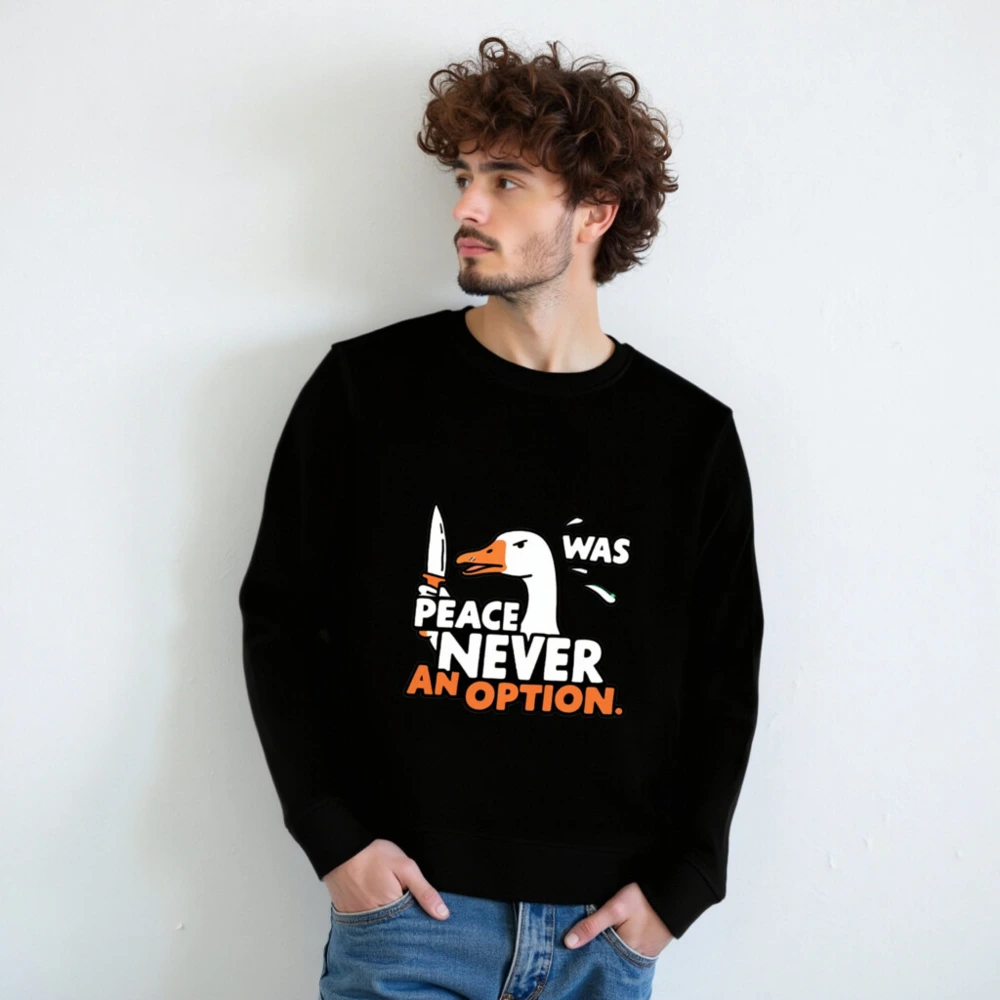 Unisex Organic Sweatshirt | Peace Was Never an Option Duck Design - Image 7