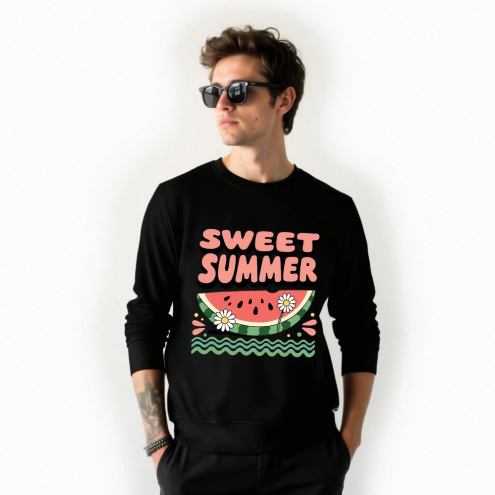 Sweet Summer Watermelon Organic Sweatshirt | Unisex Eco-Friendly Crewneck - Image 2