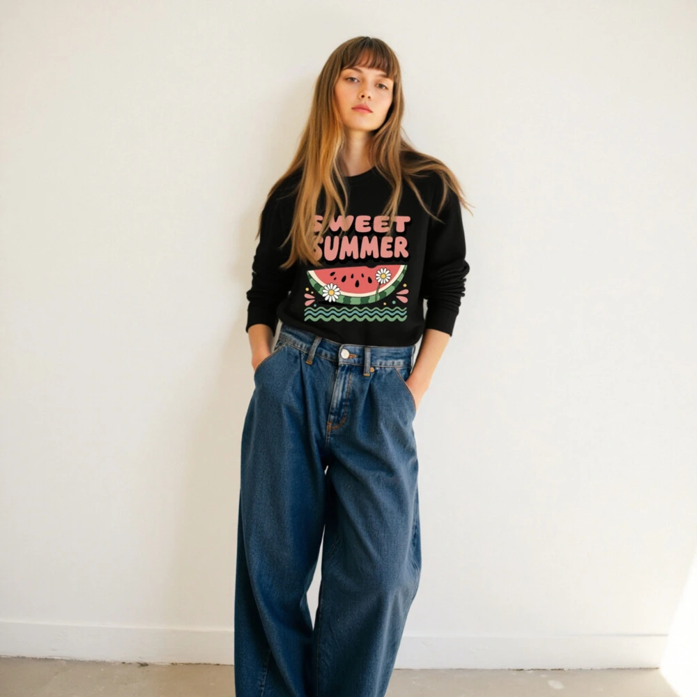 Sweet Summer Watermelon Organic Sweatshirt | Unisex Eco-Friendly Crewneck - Image 4