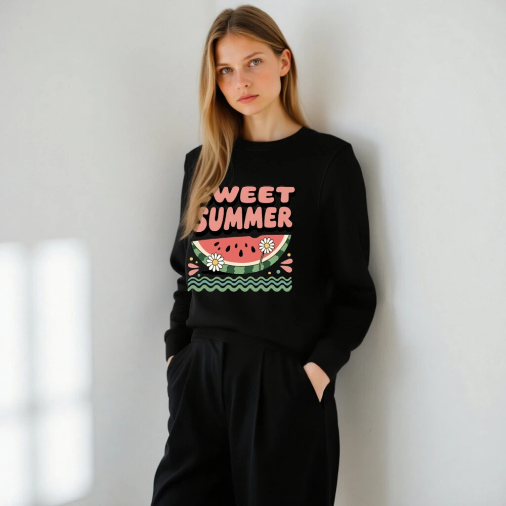 Sweet Summer Watermelon Organic Sweatshirt | Unisex Eco-Friendly Crewneck - Image 5