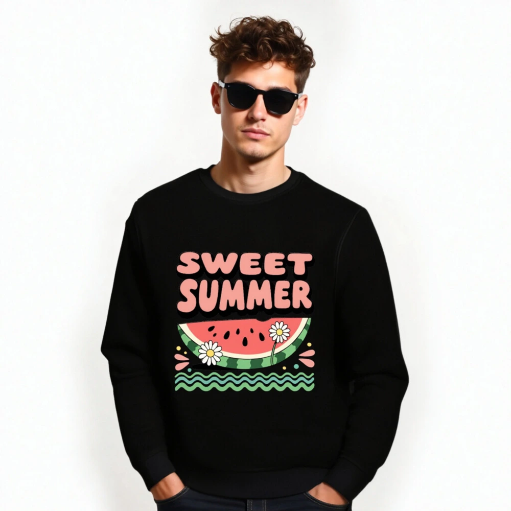 Sweet Summer Watermelon Organic Sweatshirt | Unisex Eco-Friendly Crewneck - Image 6