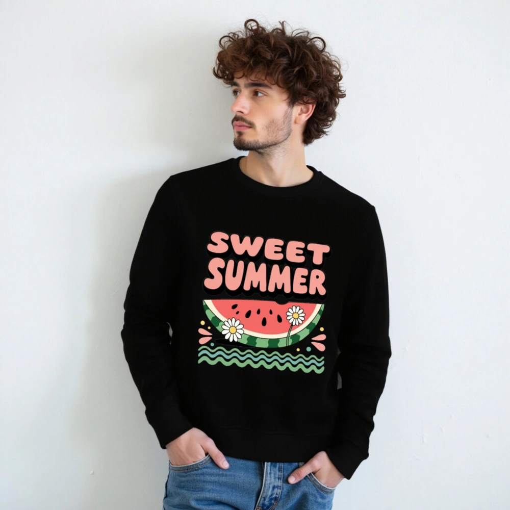 Sweet Summer Watermelon Organic Sweatshirt | Unisex Eco-Friendly Crewneck - Image 7