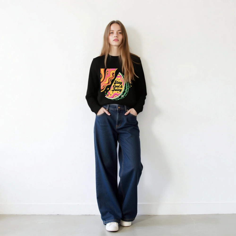 Unisex Organic Sweatshirt | Stay Cool & Juicy Watermelon Design - Image 3