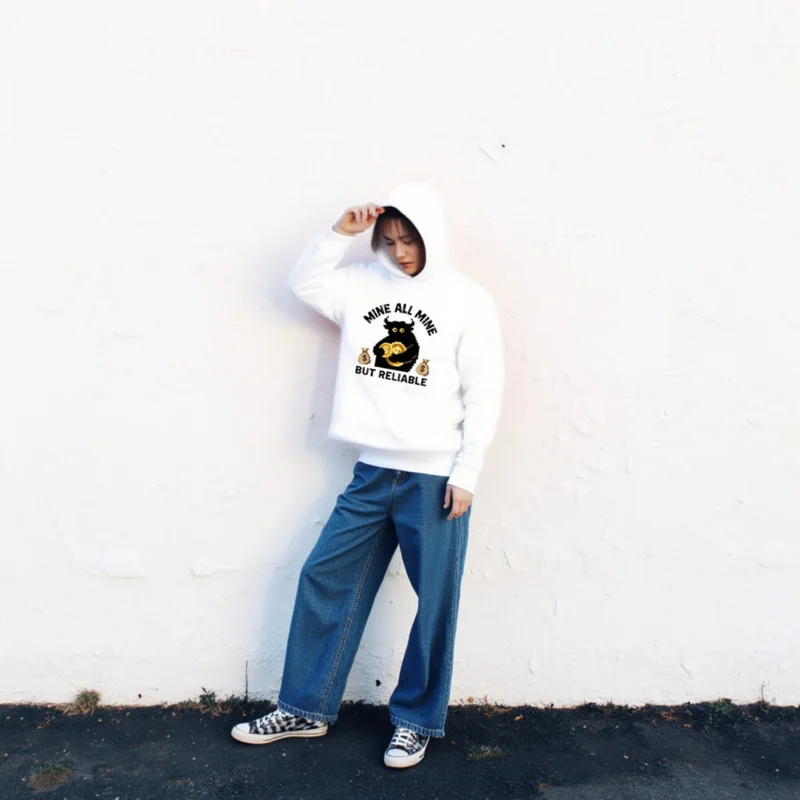 Mine All Mine But Reliable Unisex Hoodie - Premium Pullover with Pixel Bull Design - Image 2
