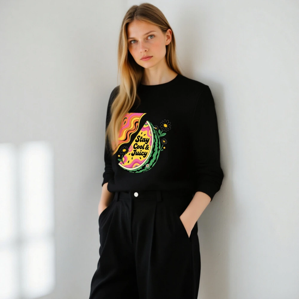 Unisex Organic Sweatshirt | Stay Cool & Juicy Watermelon Design - Image 5