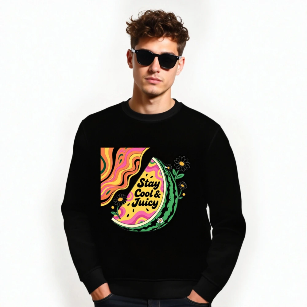 Unisex Organic Sweatshirt | Stay Cool & Juicy Watermelon Design - Image 6