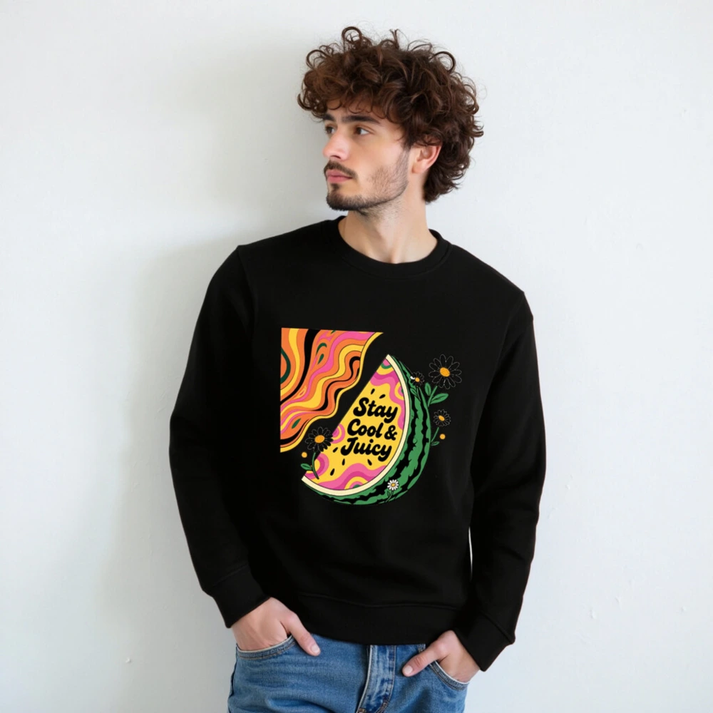 Unisex Organic Sweatshirt | Stay Cool & Juicy Watermelon Design - Image 7