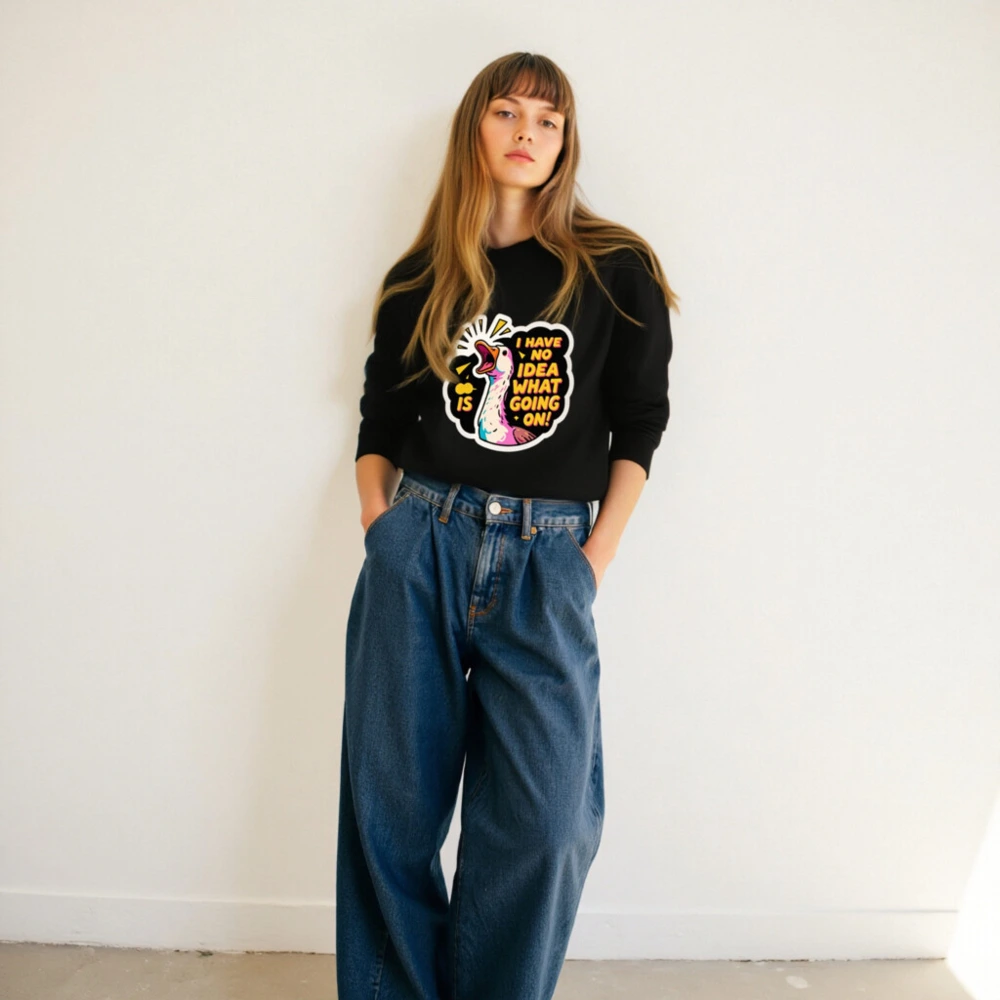 Unisex Organic Sweatshirt | I Have No Idea What's Going On! Duck Graphic - Image 4