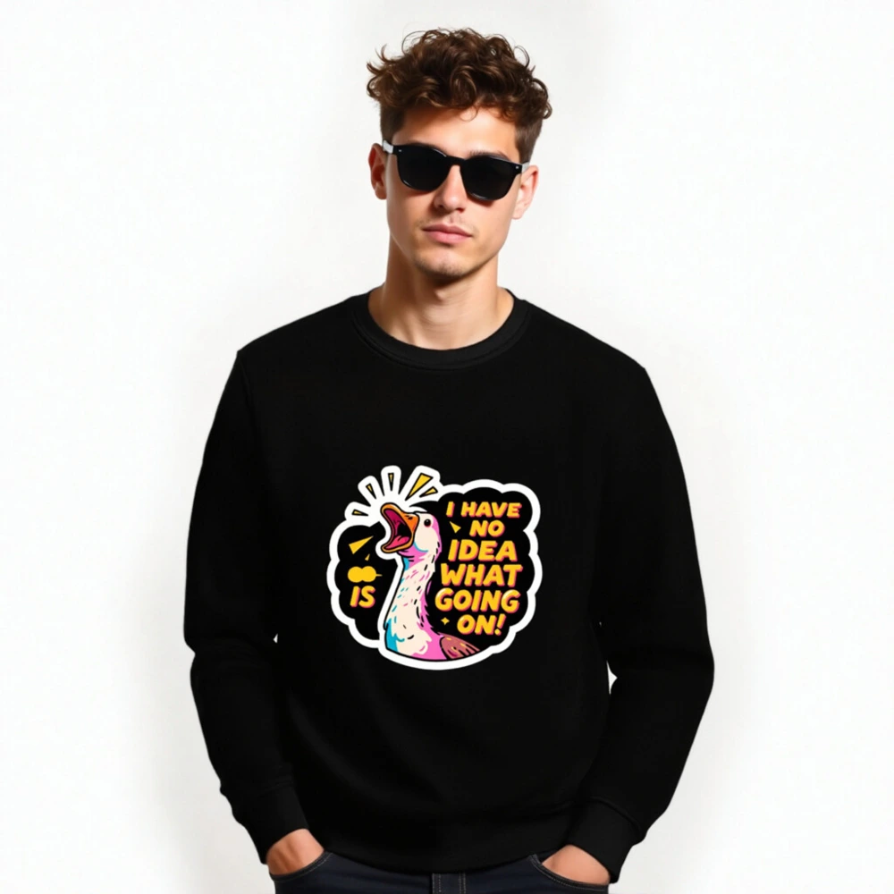 Unisex Organic Sweatshirt | I Have No Idea What's Going On! Duck Graphic - Image 6