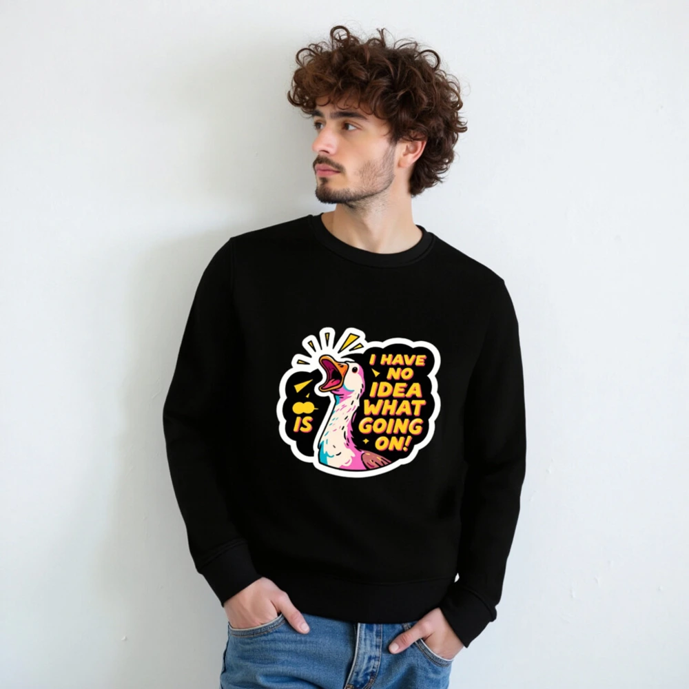 Unisex Organic Sweatshirt | I Have No Idea What's Going On! Duck Graphic - Image 7