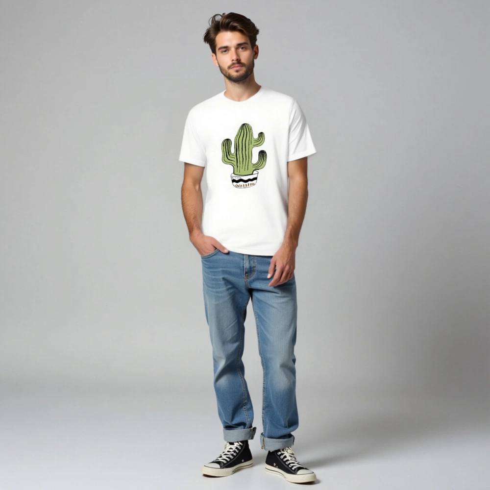 Unisex Staple T-Shirt with Cactus Illustration - Comfortable Classic Fit - Image 5