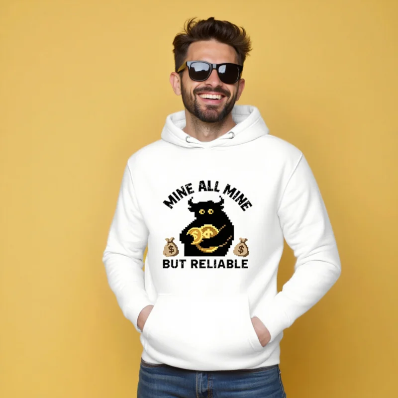 Mine All Mine But Reliable Unisex Hoodie - Premium Pullover with Pixel Bull Design - Image 4