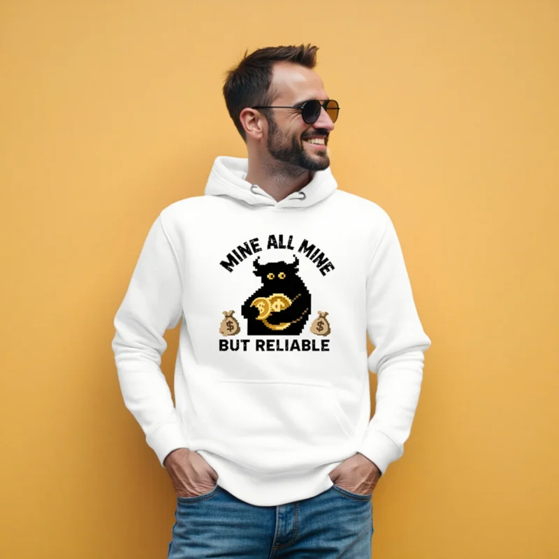 Mine All Mine But Reliable Unisex Hoodie - Premium Pullover with Pixel Bull Design - Image 5