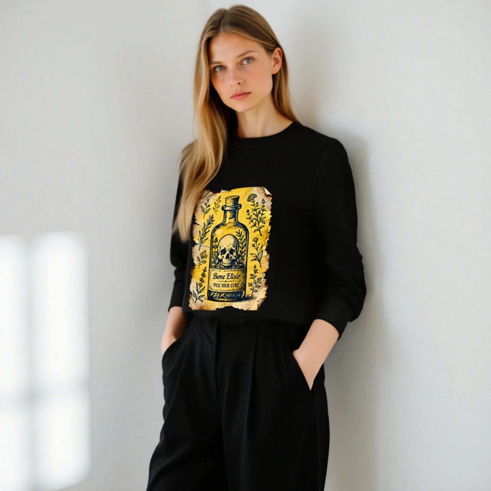 Unisex Organic Sweatshirt - Bone Elixir Skull Potion Design - Image 5