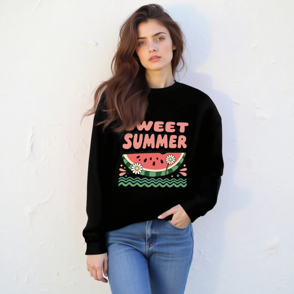 Sweet Summer Watermelon Sweatshirt | Unisex Crew Neck Fleece - Image 2