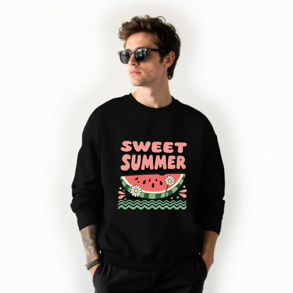 Sweet Summer Watermelon Sweatshirt | Unisex Crew Neck Fleece - Image 3