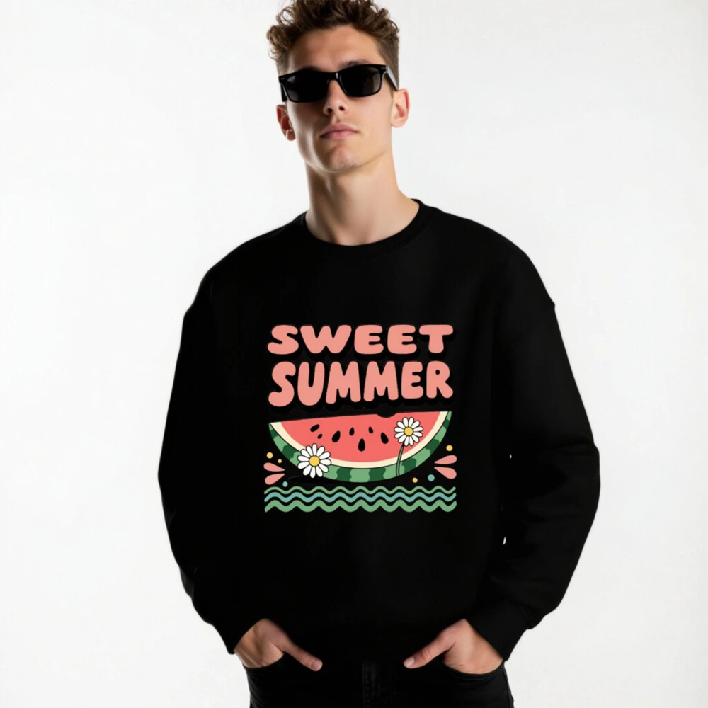 Sweet Summer Watermelon Sweatshirt | Unisex Crew Neck Fleece - Image 4