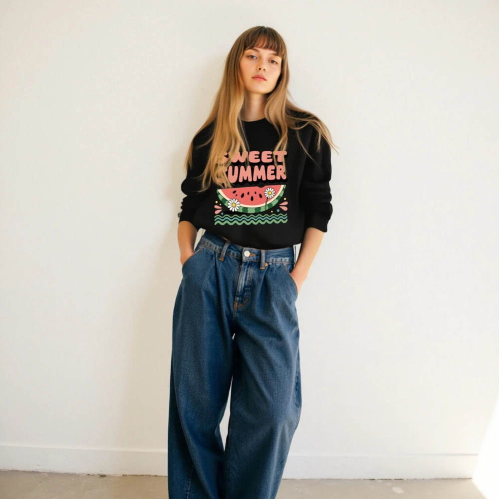 Sweet Summer Watermelon Sweatshirt | Unisex Crew Neck Fleece - Image 6