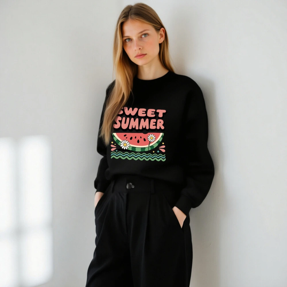 Sweet Summer Watermelon Sweatshirt | Unisex Crew Neck Fleece - Image 7