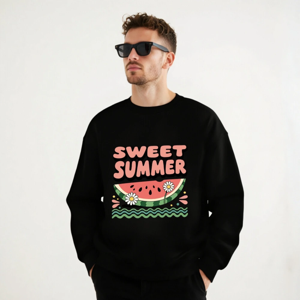 Sweet Summer Watermelon Sweatshirt | Unisex Crew Neck Fleece - Image 8