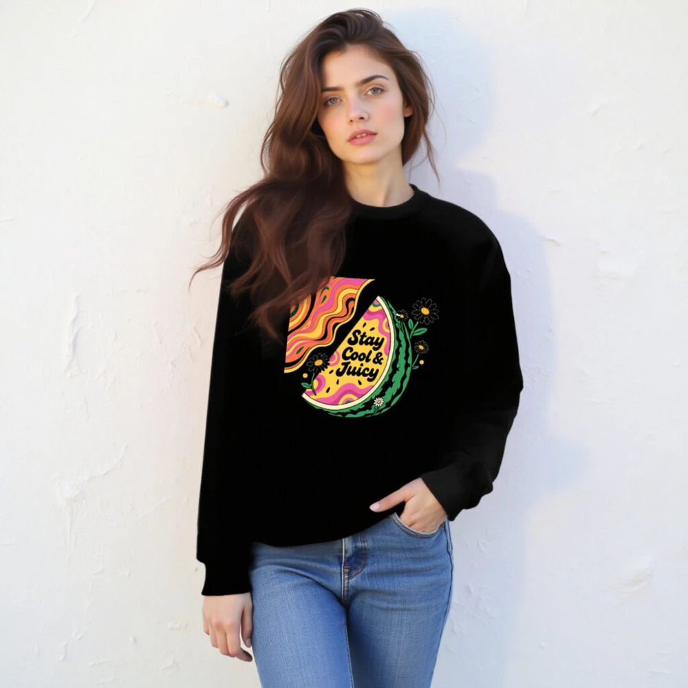 Unisex Watermelon Sweatshirt - Stay Cool & Juicy, Psychedelic Slice Design - Image 2