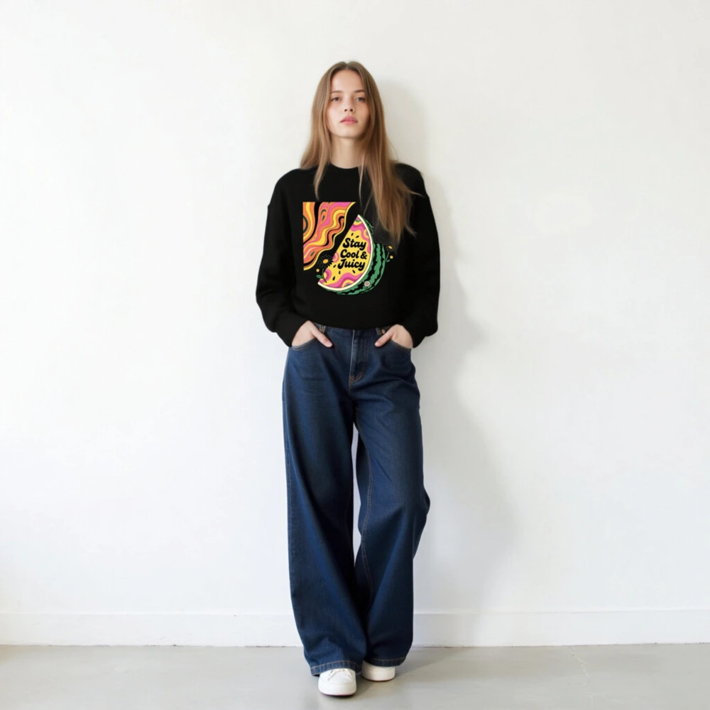 Unisex Watermelon Sweatshirt - Stay Cool & Juicy, Psychedelic Slice Design - Image 5