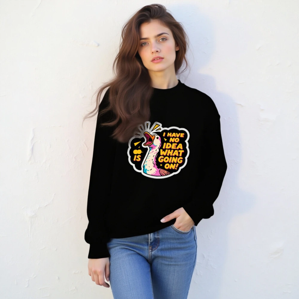 Unisex Crew Neck Sweatshirt | I Have No Idea What's Going On! Duck Graphic - Image 2