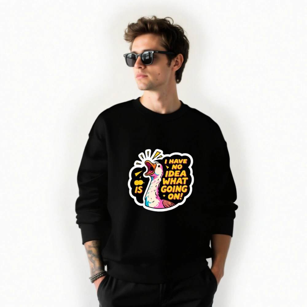 Unisex Crew Neck Sweatshirt | I Have No Idea What's Going On! Duck Graphic - Image 3