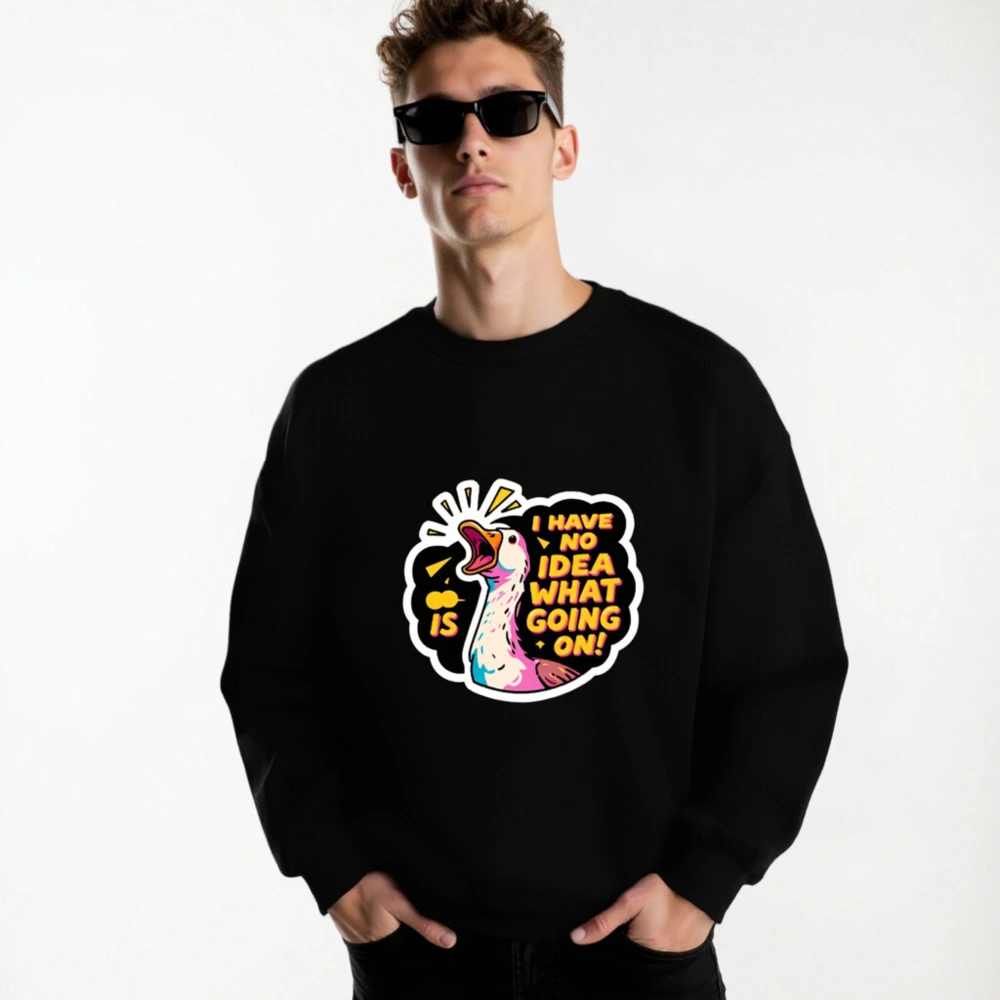 Unisex Crew Neck Sweatshirt | I Have No Idea What's Going On! Duck Graphic - Image 4