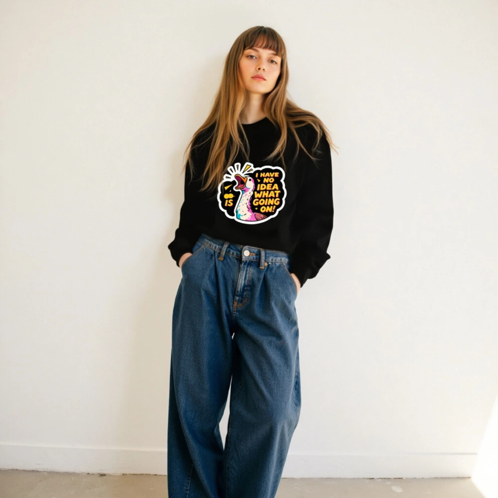 Unisex Crew Neck Sweatshirt | I Have No Idea What's Going On! Duck Graphic - Image 6