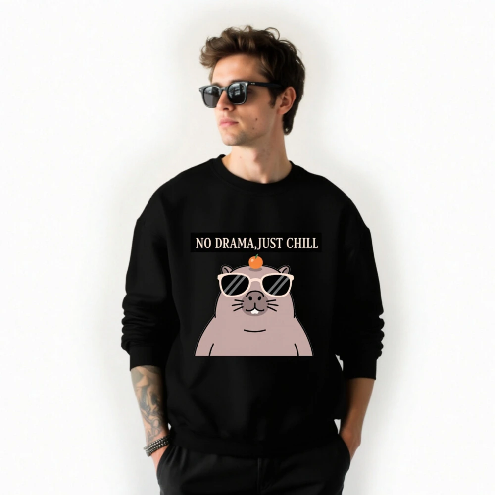 Unisex Crew Neck Sweatshirt - 'No Drama, Just Chill' Gopher Graphic Sweatshirt - Image 3