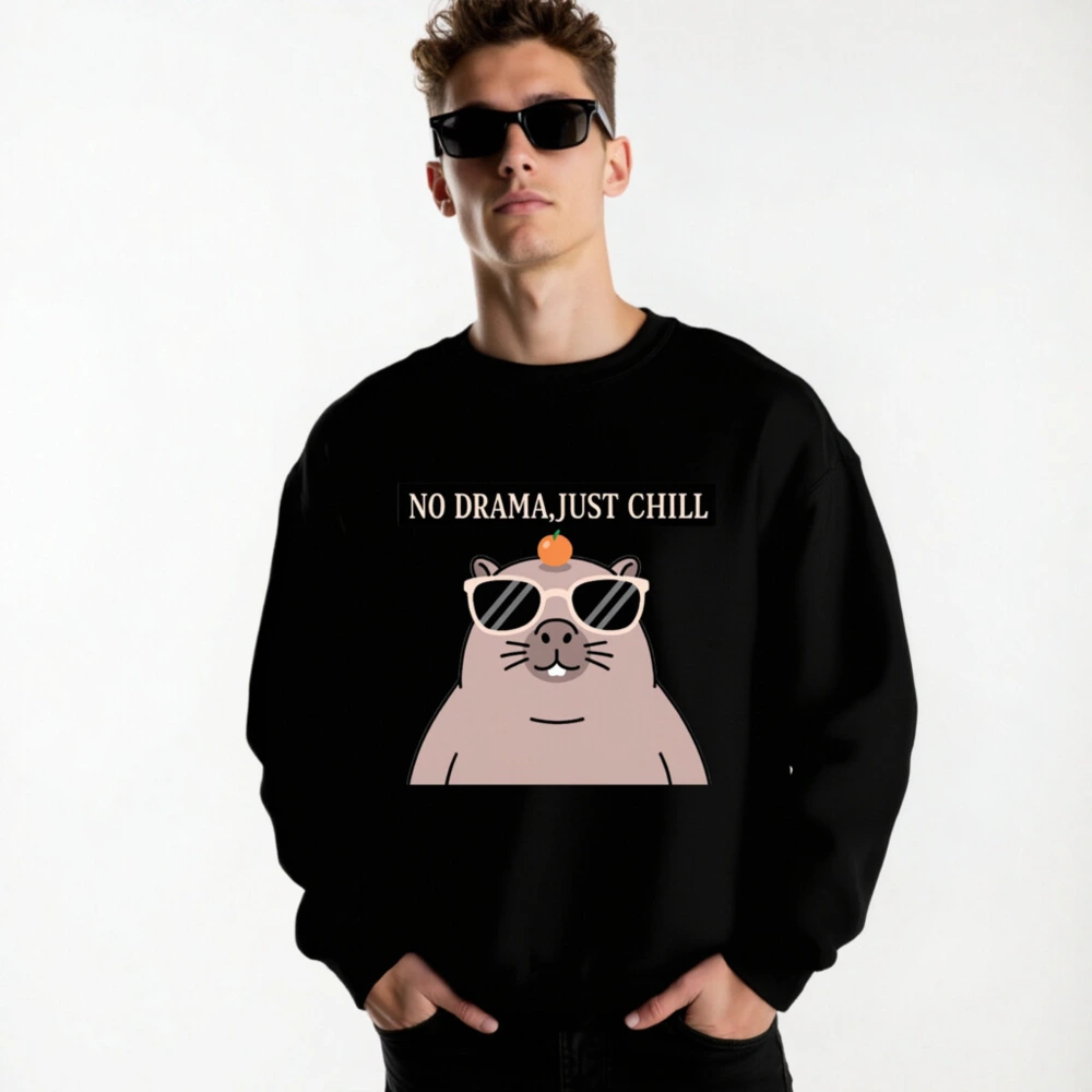 Unisex Crew Neck Sweatshirt - 'No Drama, Just Chill' Gopher Graphic Sweatshirt - Image 4