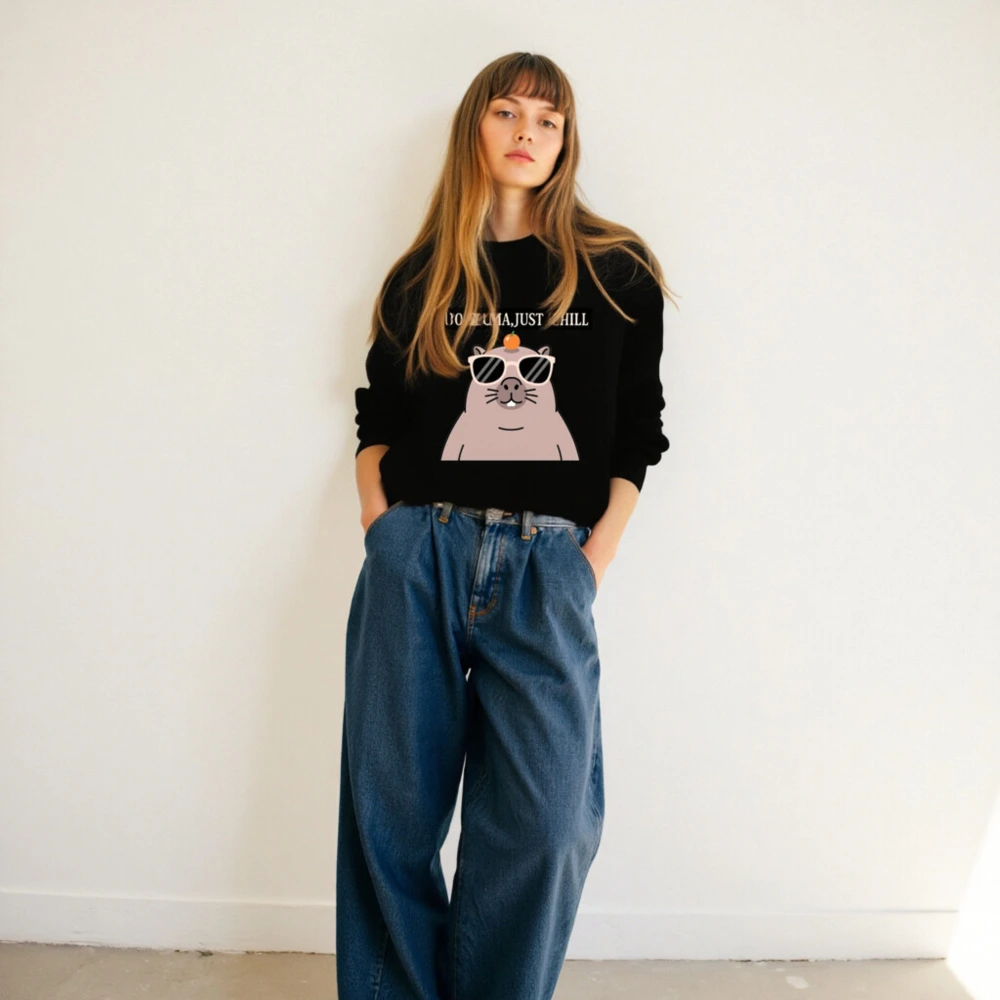 Unisex Crew Neck Sweatshirt - 'No Drama, Just Chill' Gopher Graphic Sweatshirt - Image 6