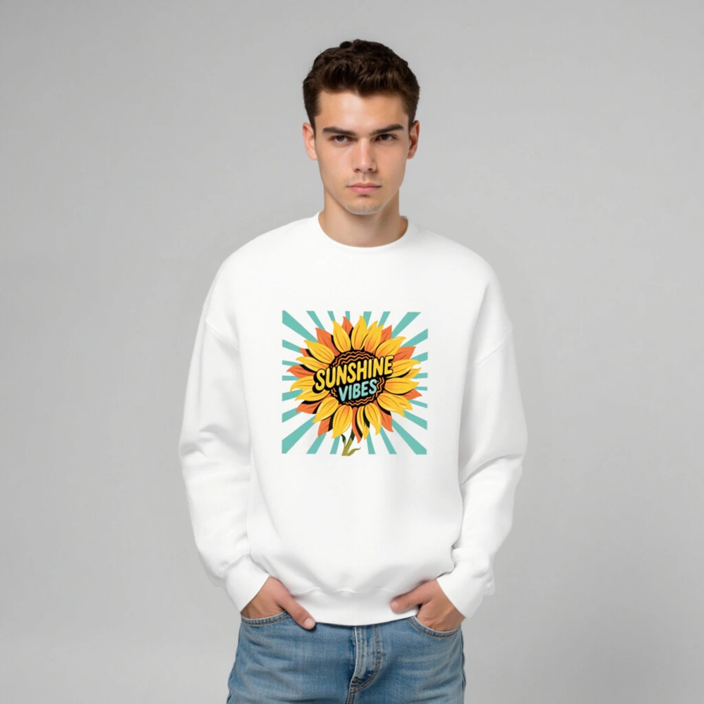 Sunshine Vibes Sunflower Crew Neck Sweatshirt - Unisex, Soft Comfort - Image 6