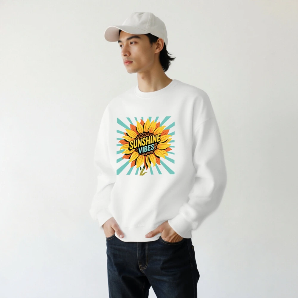 Sunshine Vibes Sunflower Crew Neck Sweatshirt - Unisex, Soft Comfort - Image 7