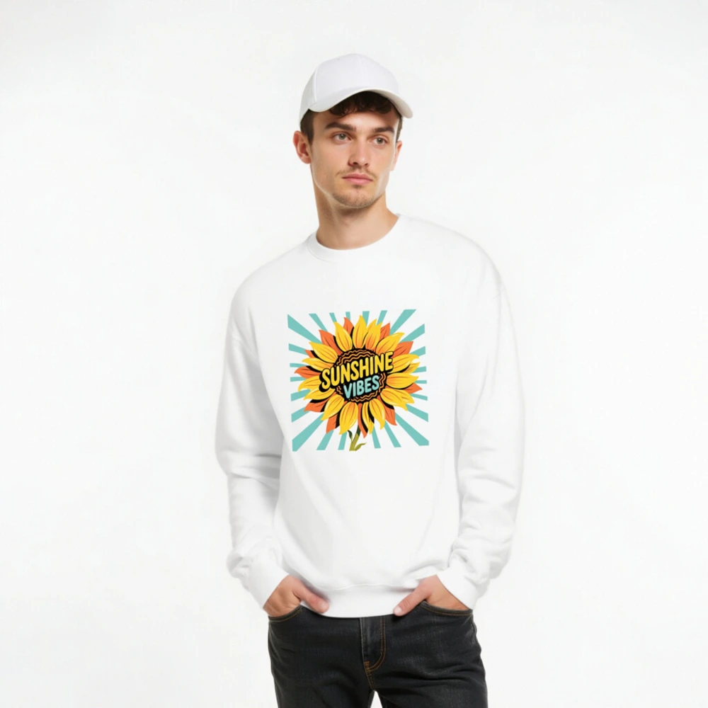 Sunshine Vibes Sunflower Crew Neck Sweatshirt - Unisex, Soft Comfort - Image 8