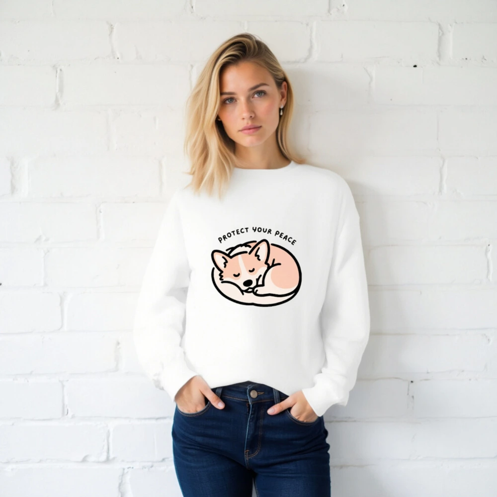 Unisex Crew Neck Sweatshirt - Protect Your Peace Fox Sleep Design - Image 2