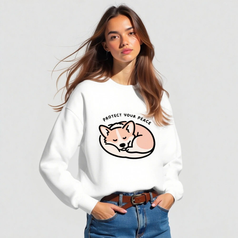 Unisex Crew Neck Sweatshirt - Protect Your Peace Fox Sleep Design - Image 3