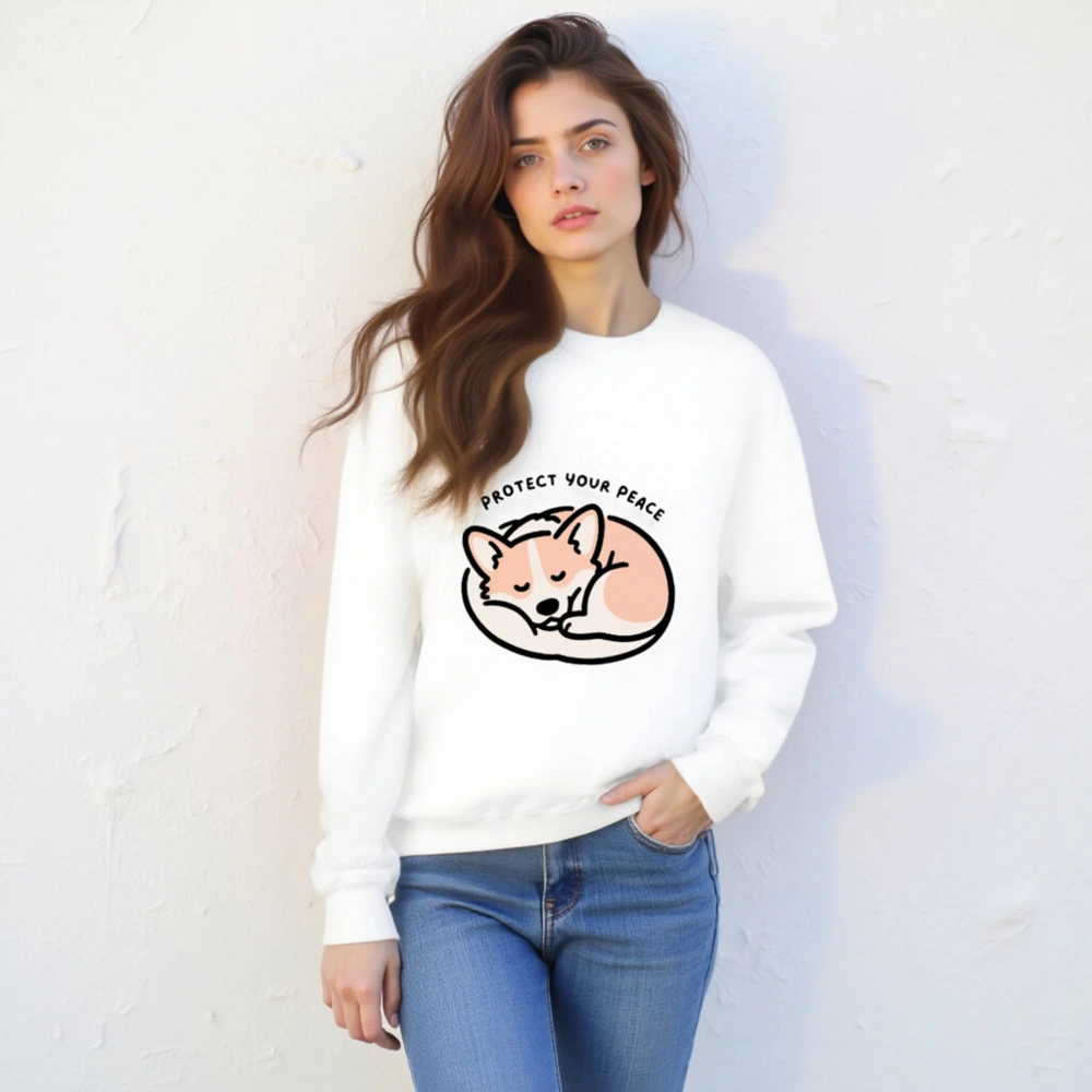 Unisex Crew Neck Sweatshirt - Protect Your Peace Fox Sleep Design - Image 4