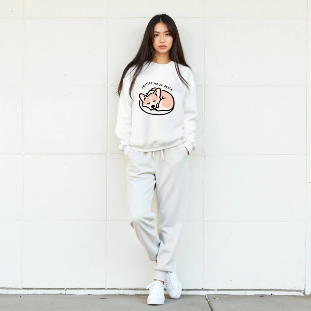 Unisex Crew Neck Sweatshirt - Protect Your Peace Fox Sleep Design - Image 5